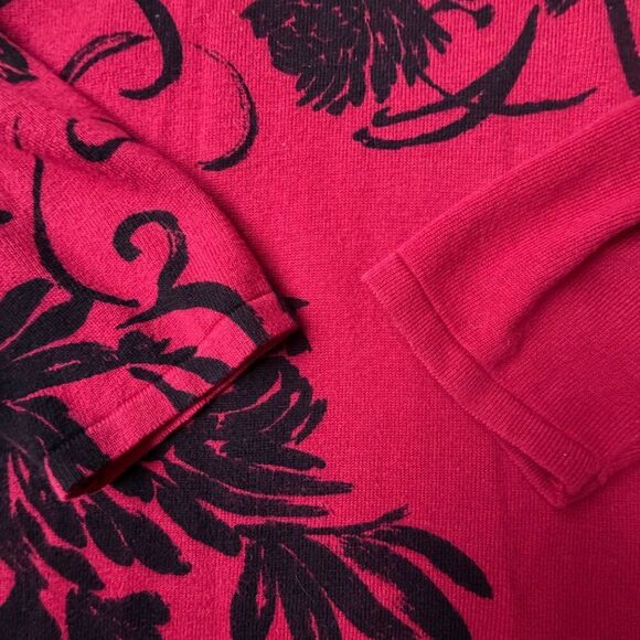 Chico's Red Black Floral Sweater Plus Size Classy - Picture 5 of 7